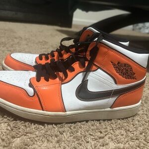 Jordan High-Top Sneakers in Orange, White, and Black